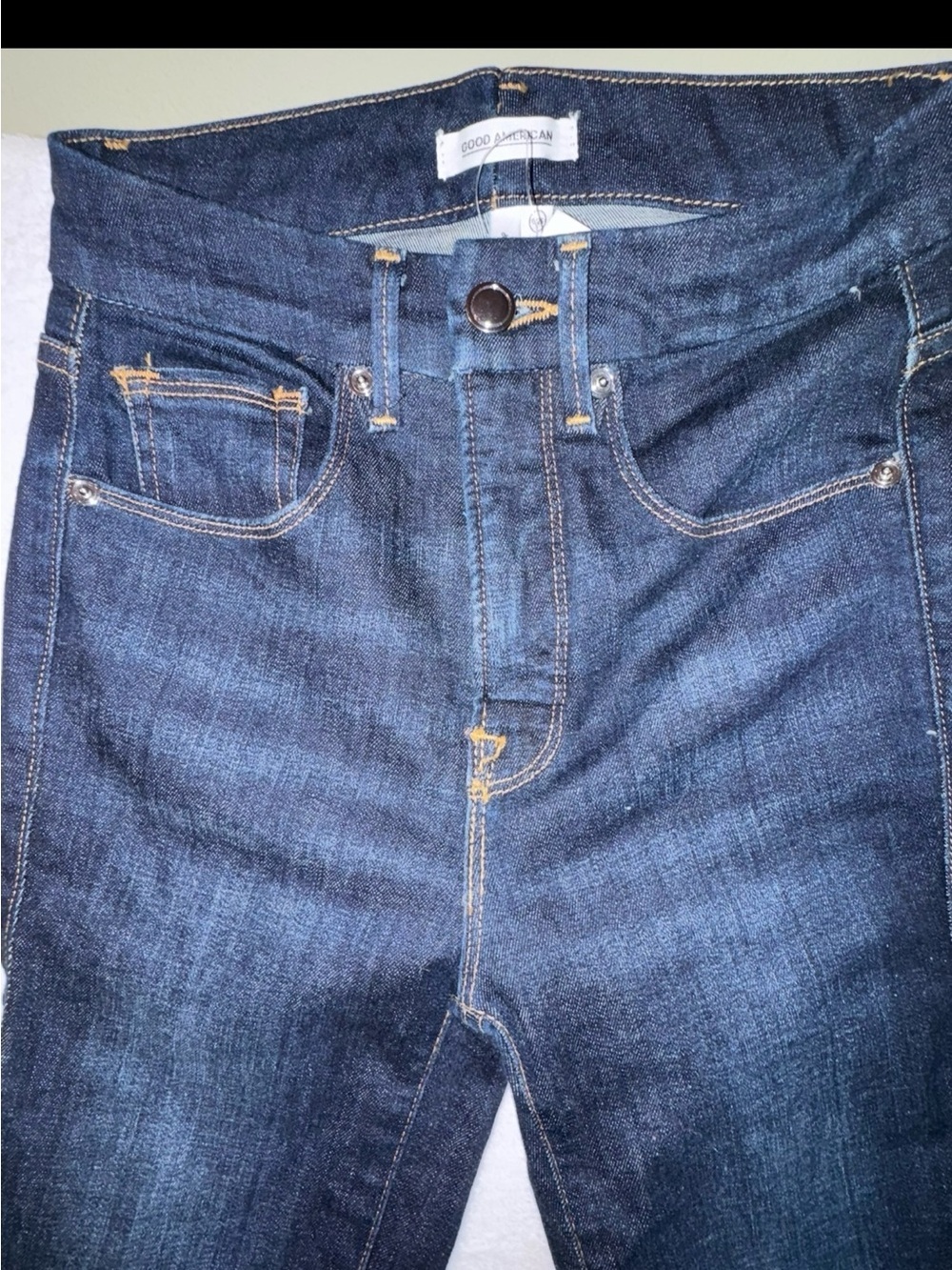 Good American Good Legs Crop Dark Blue Jeans Sz 0 - Picture 10 of 10